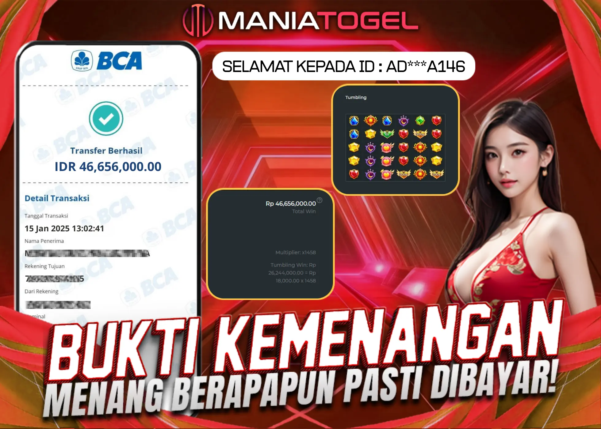Bukti Kemenangan 46jt di Starlight Princess!