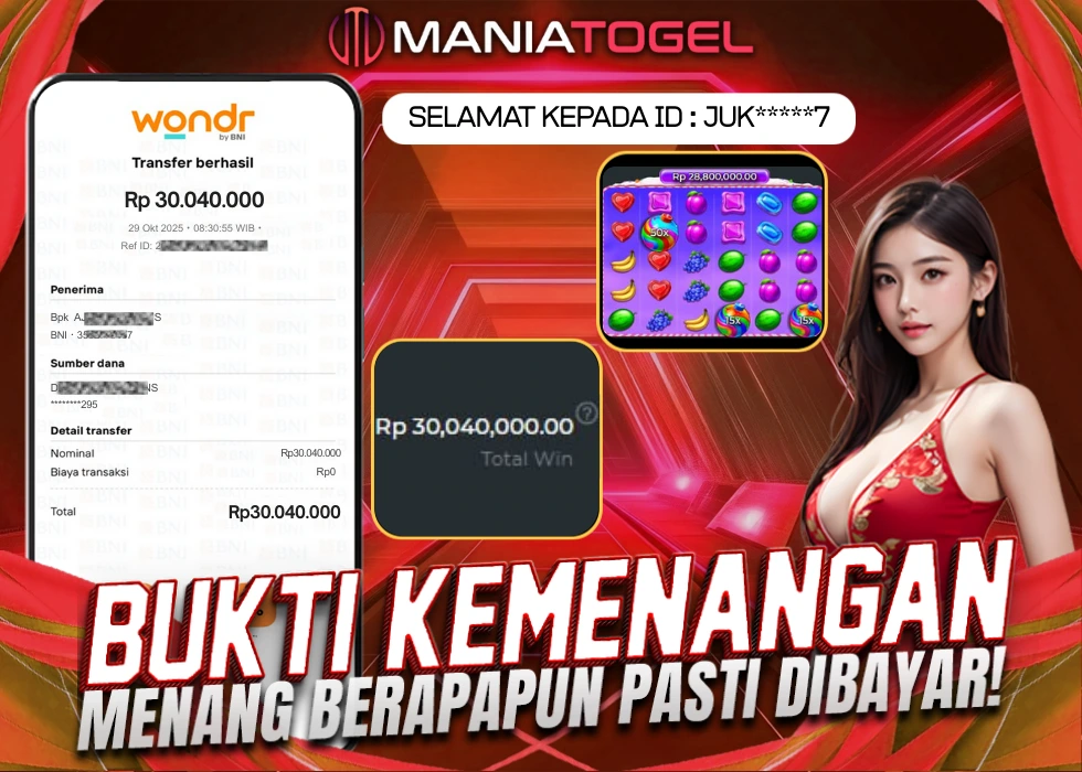 Bukti Kemenangan 30JT di Game Sweet Bonanza